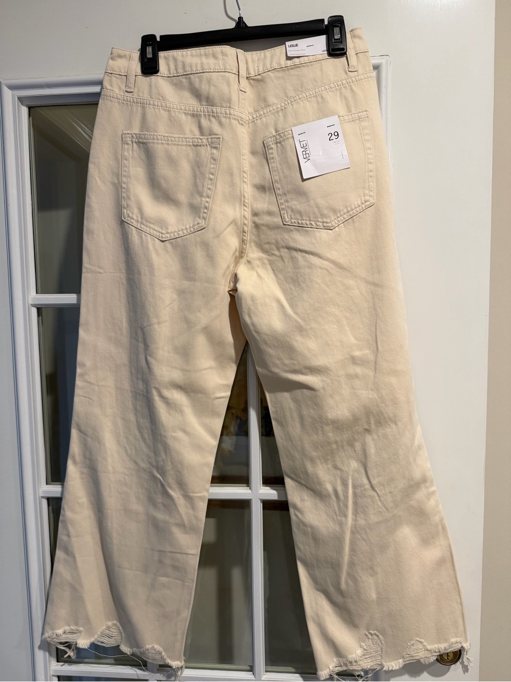NEW Vervet Distressed Leslie cream color Jeans sz 29 Women's Wide-Leg boho rock - Picture 6 of 8
